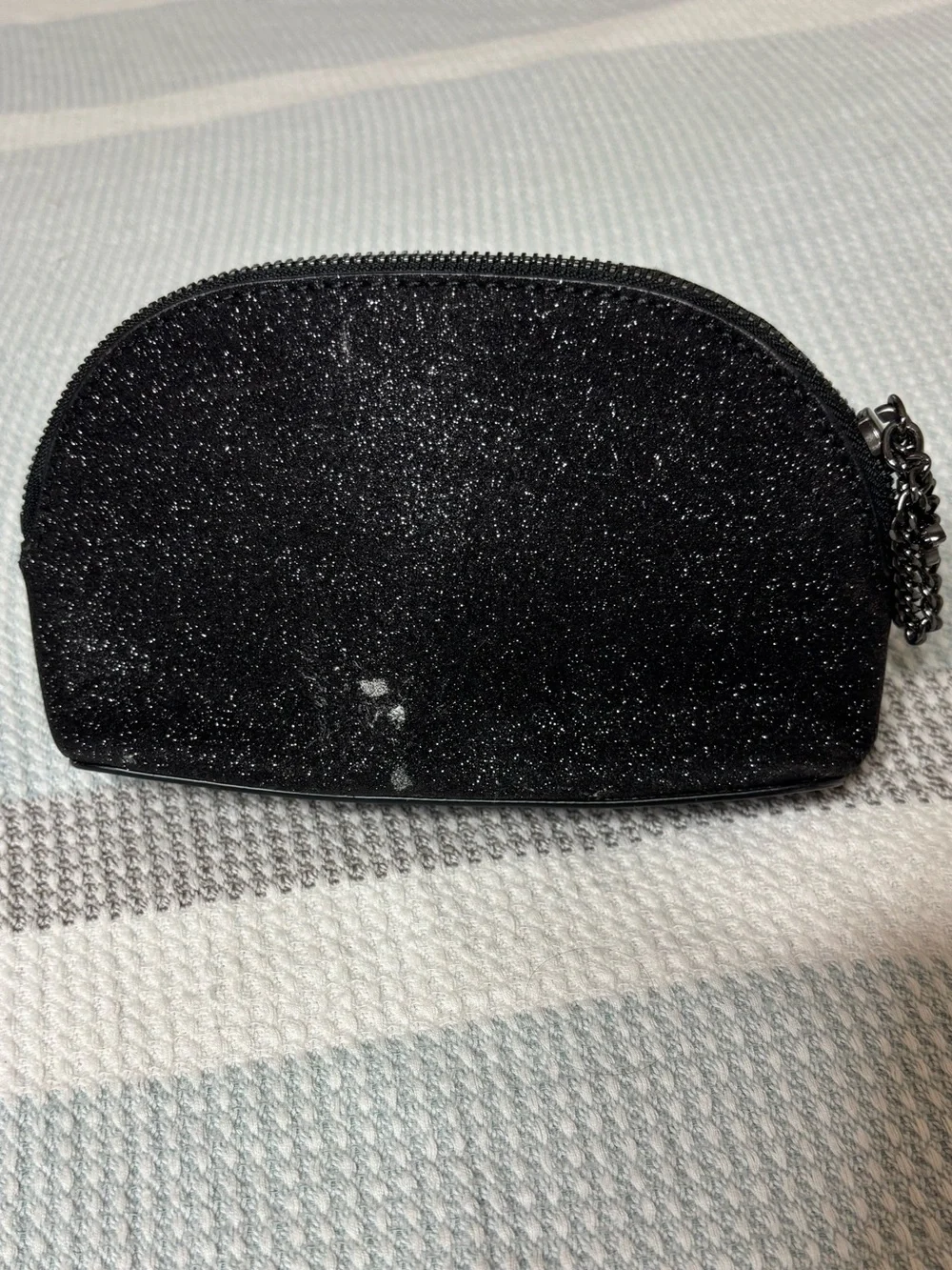 Michael Kors Silver Glitter and black Makeup Pouch set of 2